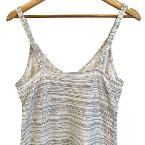 Lucky Brand Cream and Black Stripe Button Up Jersey Knit Sleeveless Midi Dress - Picture 7 of 9